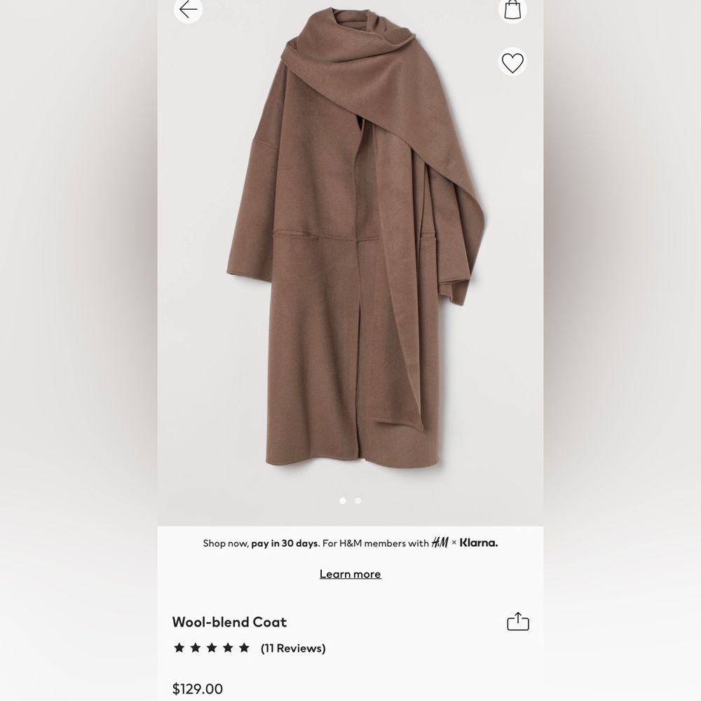 Wool blend coat from HM, size XD . It’s oversized so it fits small, medium.